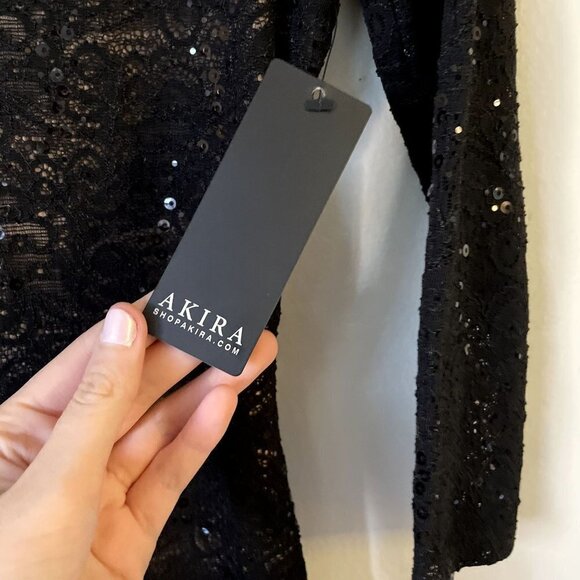 NWT Akira subtle sequin low back dress long sleeved bodycon formal dress - Picture 4 of 7